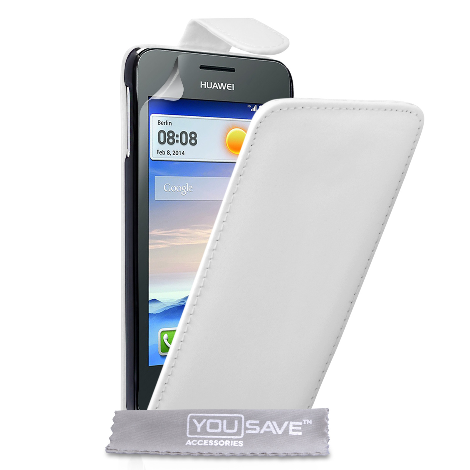 YouSave Huawei Ascend Y330 Leather-Effect Flip Case - White