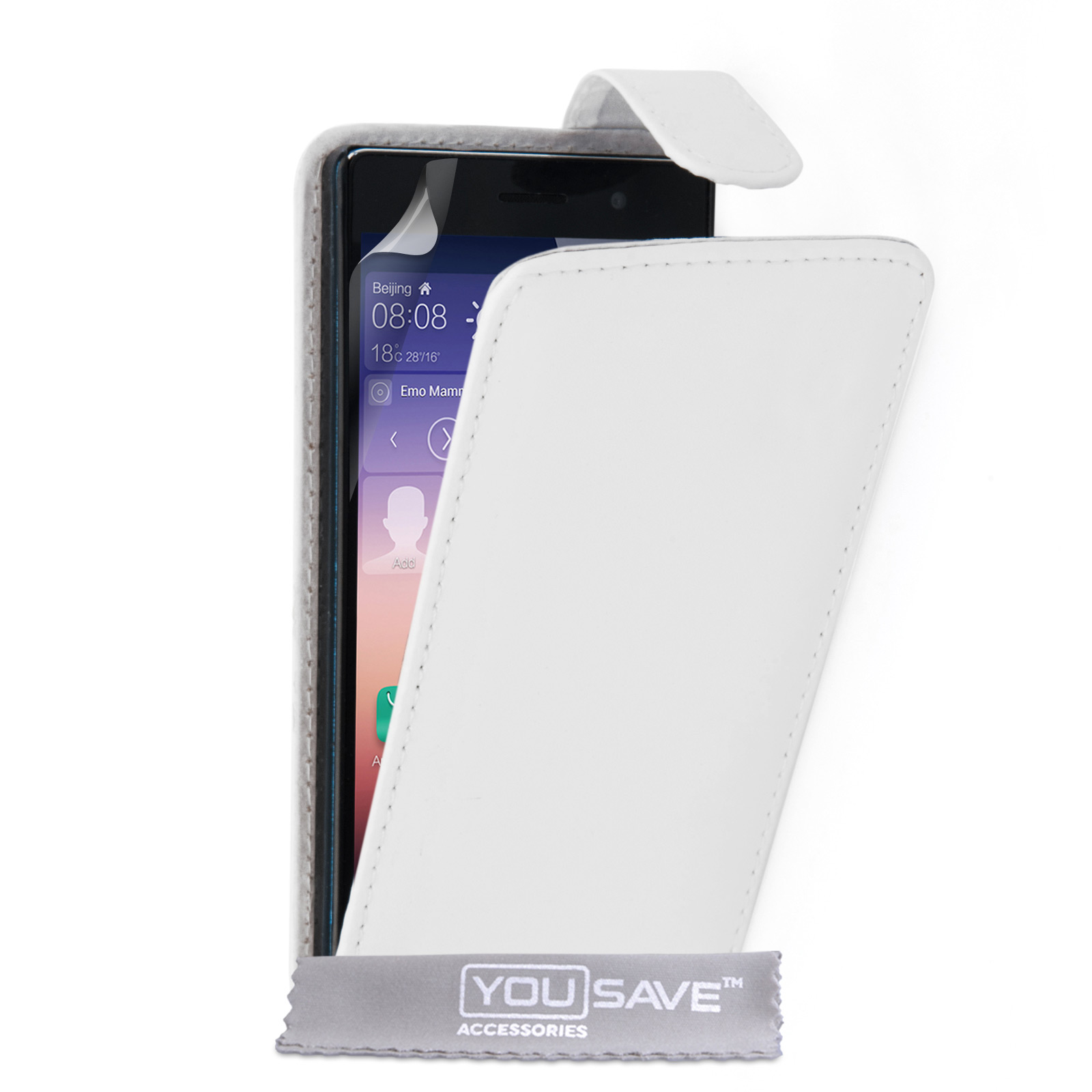 YouSave Accessories Huawei Ascend P7 Leather-Effect Flip Case - White