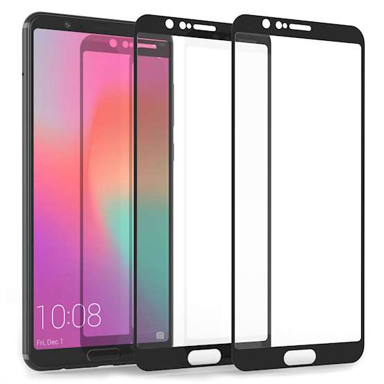 Huawei Honor View 10 Tempered Glass Screen Protector with Black Edge - Twin Pack