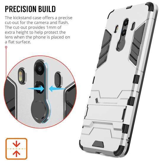 Huawei Mate 10 Pro Armour Combo Stand Case - Steel Silver