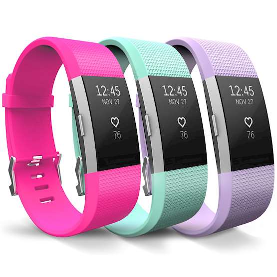 YouSave Fitbit Charge 2 Strap 3-Pack (Small) - Hot Pink/Mint Green/Lilac