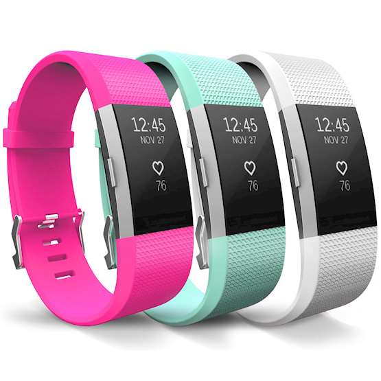 YouSave Fitbit Charge 2 Strap 3-Pack (Small) - Hot Pink/Mint Green/White