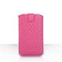 Caseflex Diamond Pattern PU Leather Auto Return Pull Tab Pouch (L) - Hot Pink
