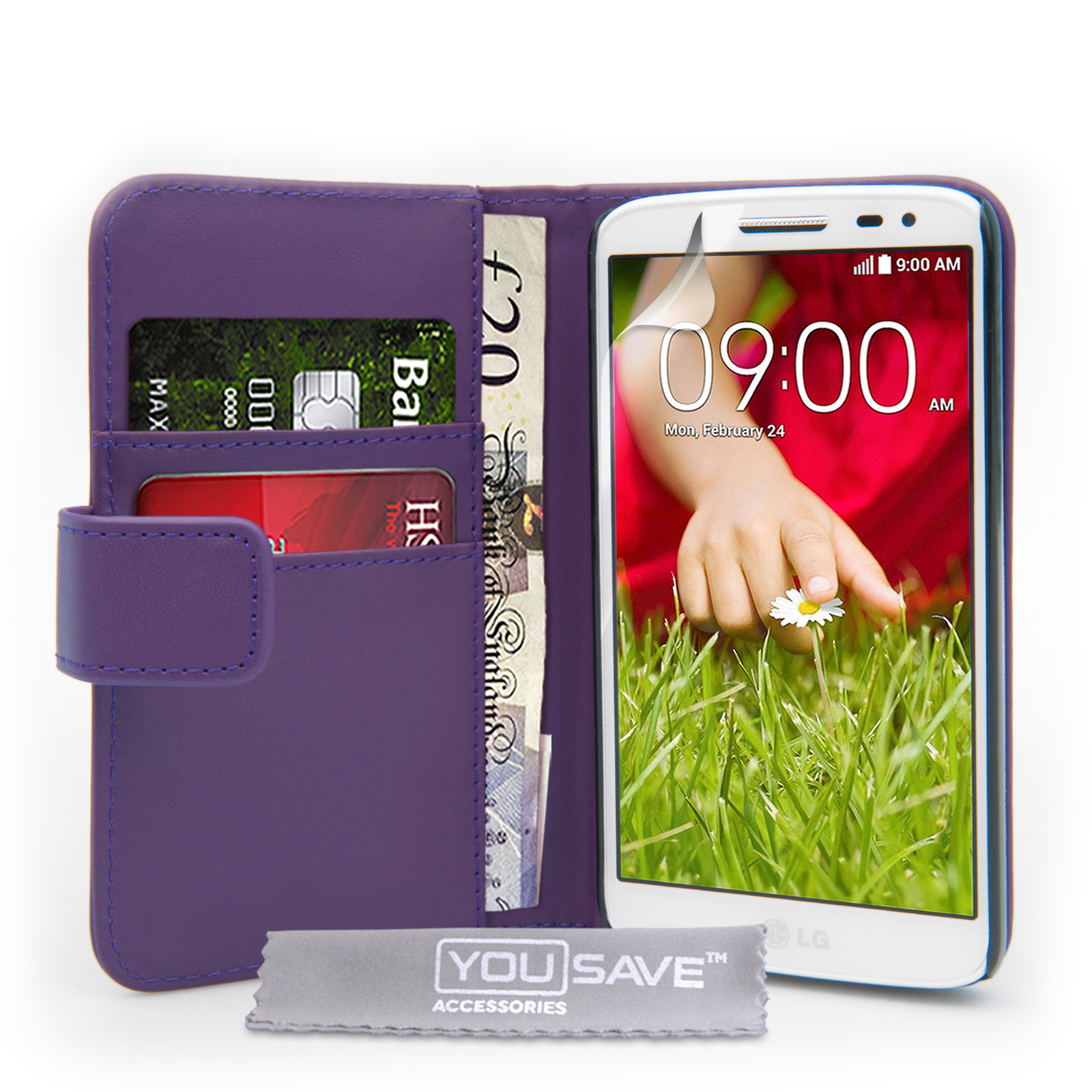 YouSave Accessories LG G2 Mini Leather-Effect Wallet Case - Purple