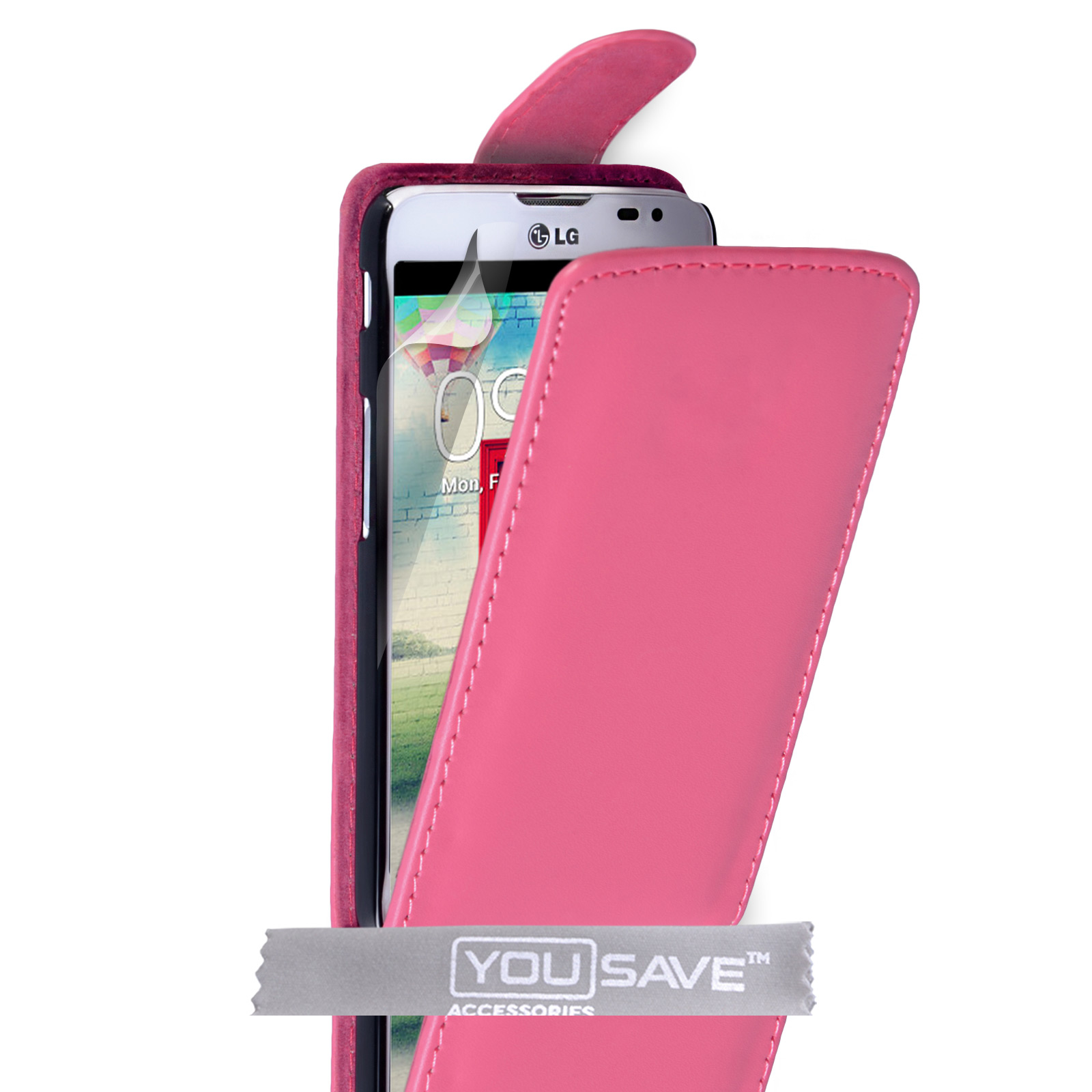 YouSave Accessories LG L70 Leather-Effect Flip Case - Hot Pink