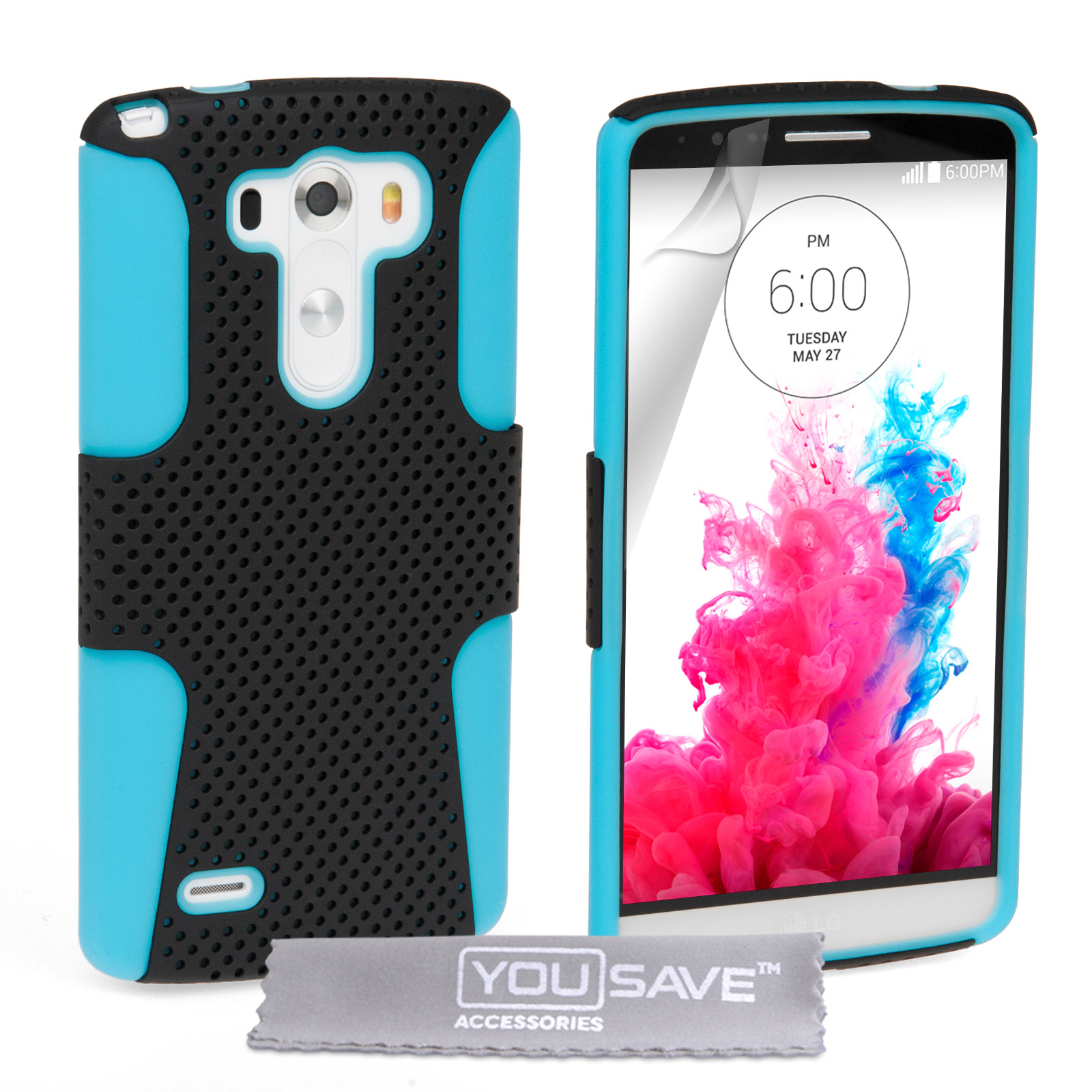 YouSave Accessories LG G3 Tough Mesh Combo Silicone Case - Blue-Black
