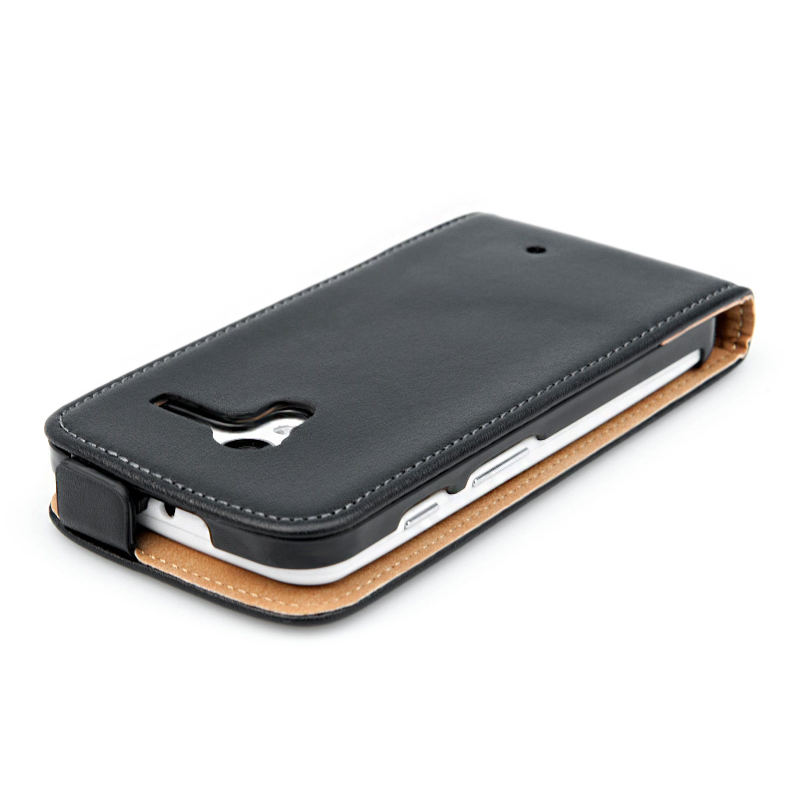 Caseflex Motorola Moto X Real Leather Flip Case - Black