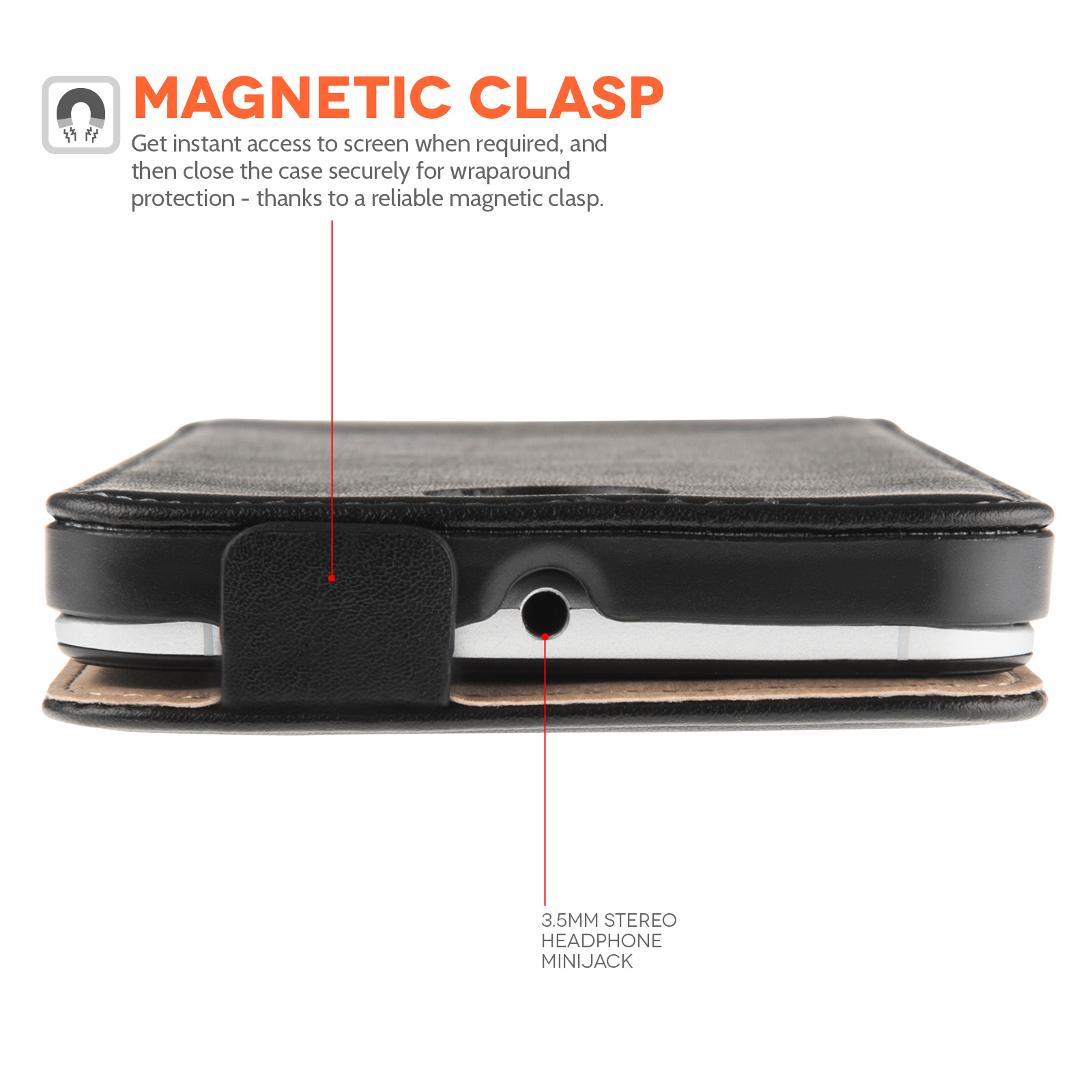 Caseflex Google Nexus 6 Real Leather Flip Case - Black