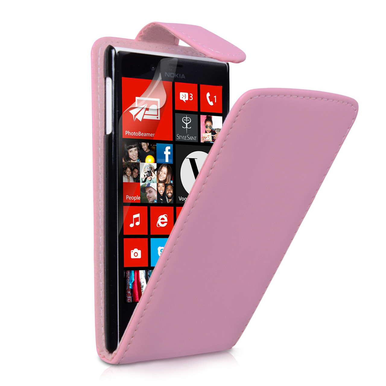 YouSave Nokia Lumia 720 Leather Effect Flip Case - Baby Pink