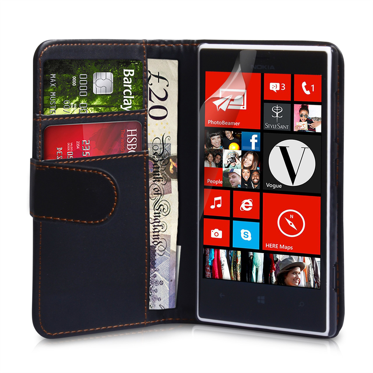 YouSave Accessories Nokia Lumia 720 Leather Effect Wallet Case - Black