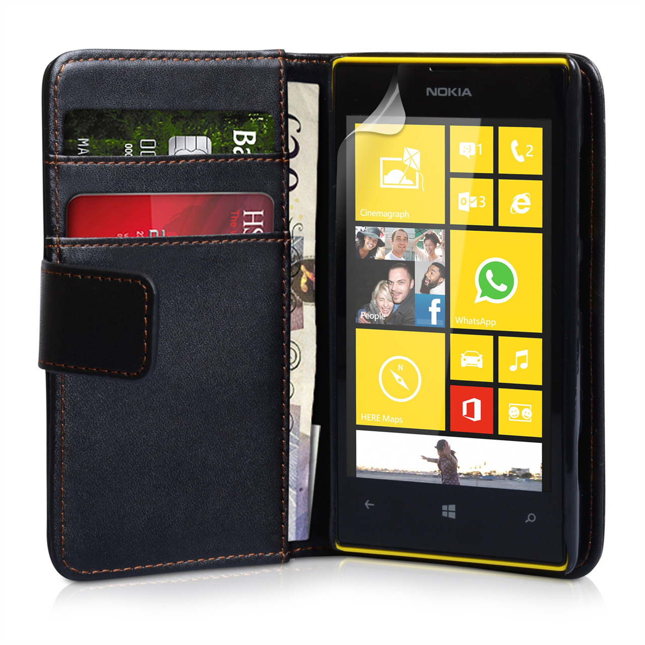 YouSave Nokia Lumia 520 Leather Effect Wallet Case - Bl