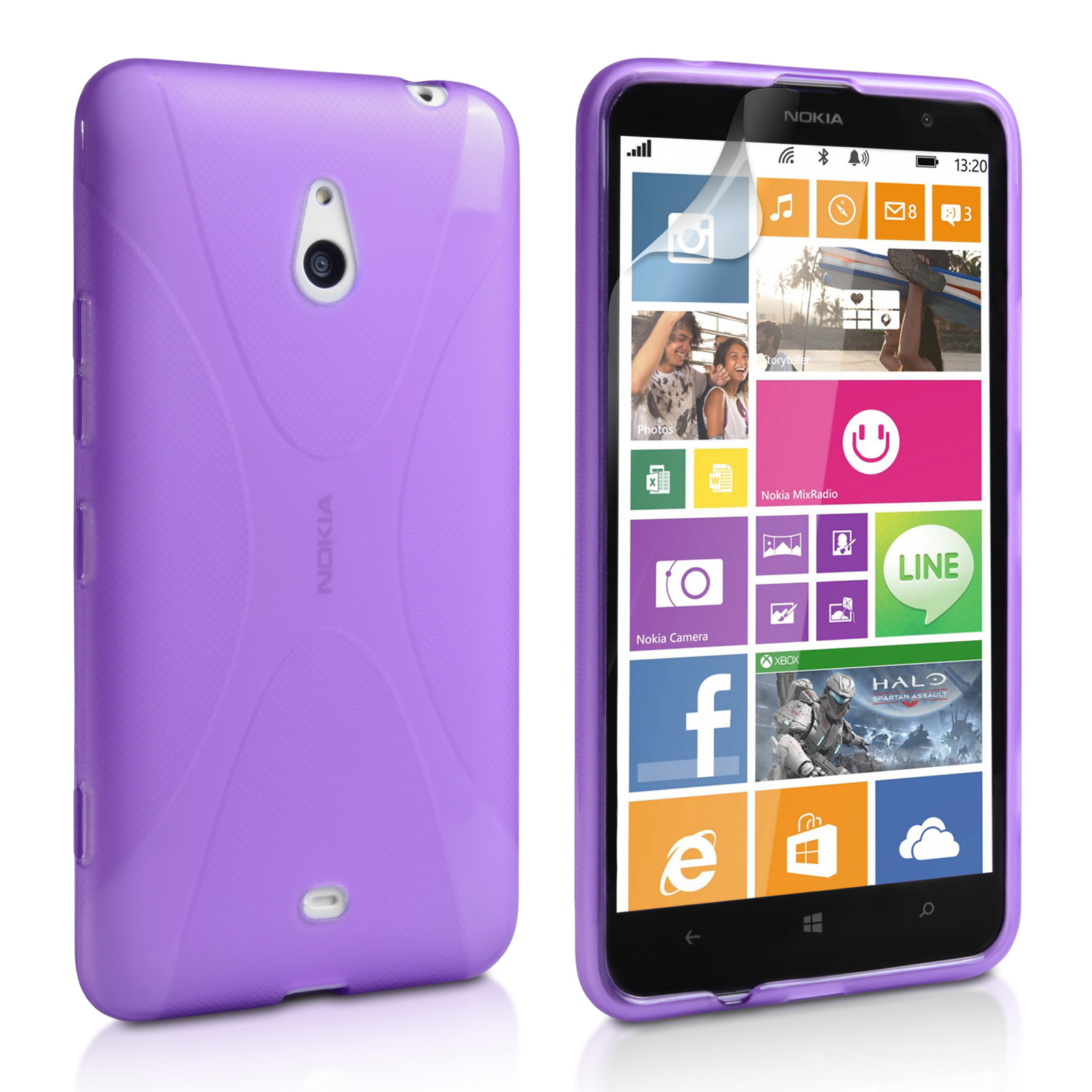 YouSave Accessories Nokia Lumia 1320 Silicone Gel X-Line Case - Purple