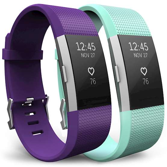 YouSave Fitbit Charge 2 Strap 2-Pack (Large) - Plum/Mint Green