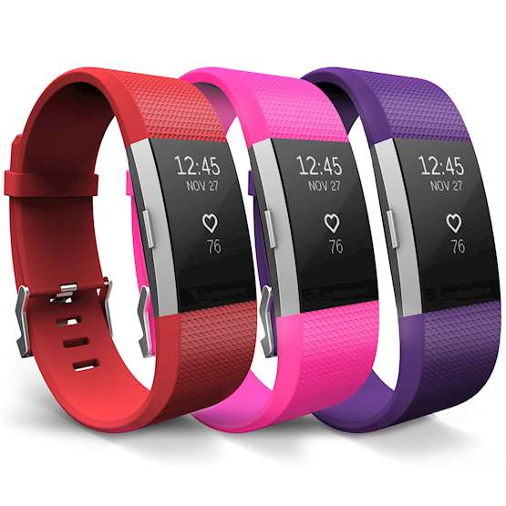 YouSave Fitbit Charge 2 Strap 3-Pack (Large) - Red/Hot Pink/Plum