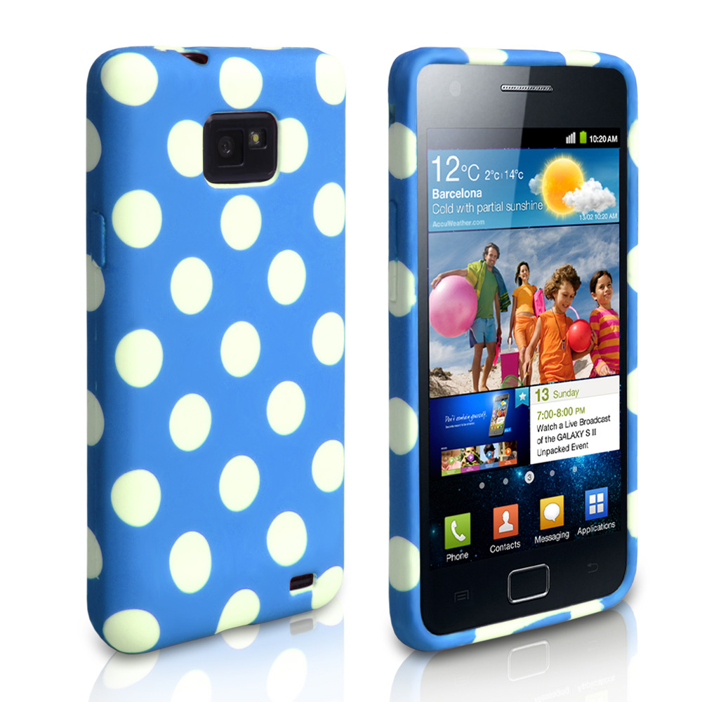 YouSave Accessories Samsung Galaxy S2 Polka Dot Gel Case - Blue