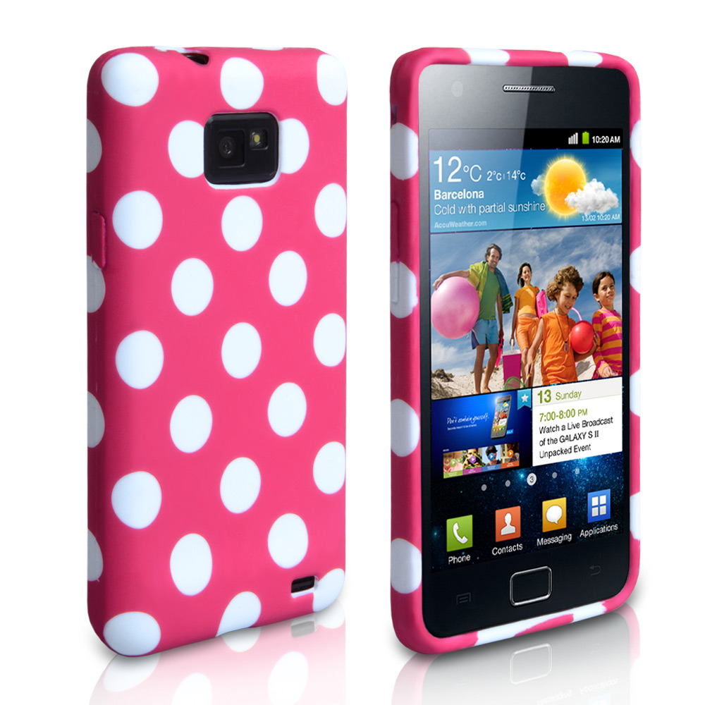 YouSave Accessories Samsung Galaxy S2 Polka Dot Gel Case - Hot Pink