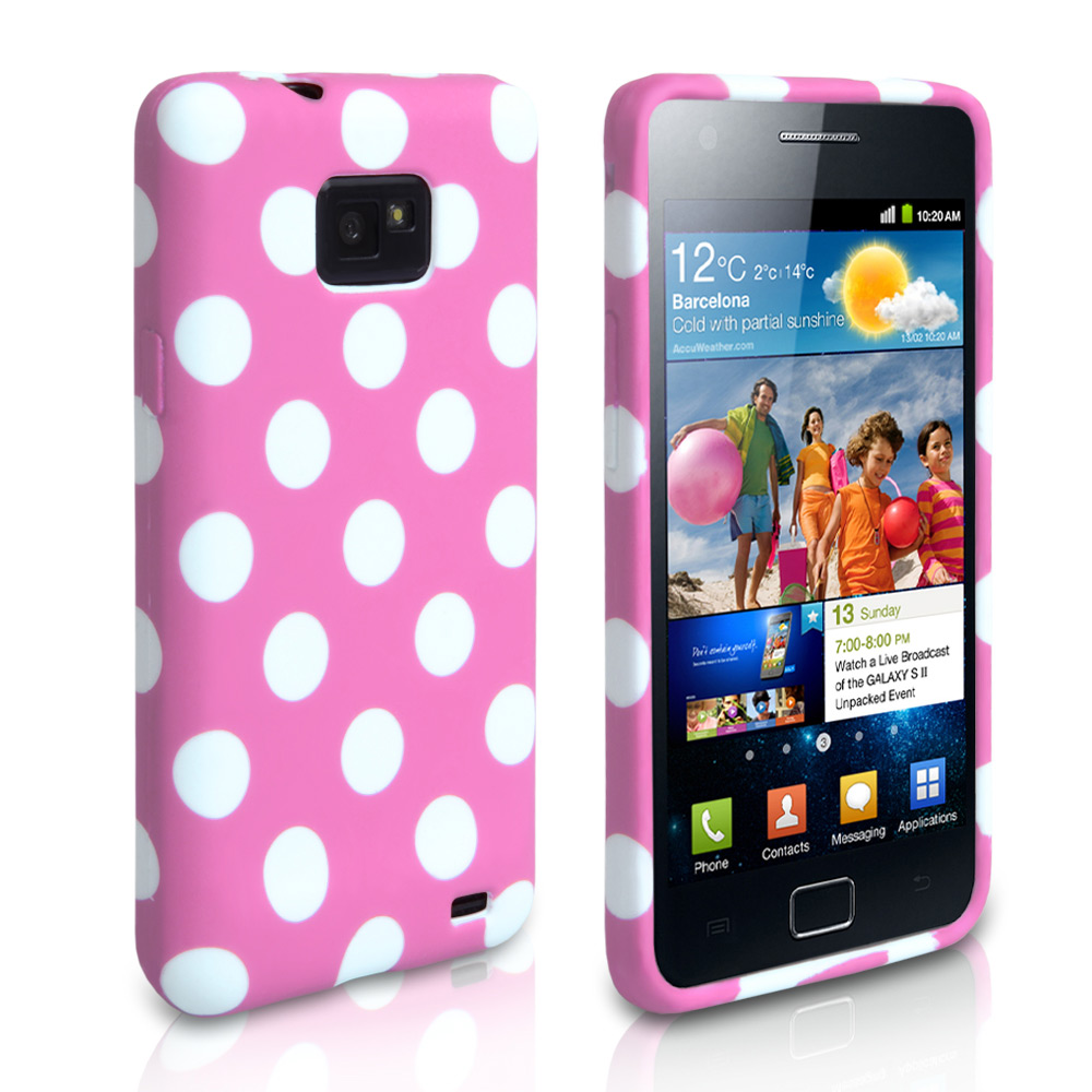 YouSave Accessories Samsung Galaxy S2 Polka Dot Gel Case - Baby Pink
