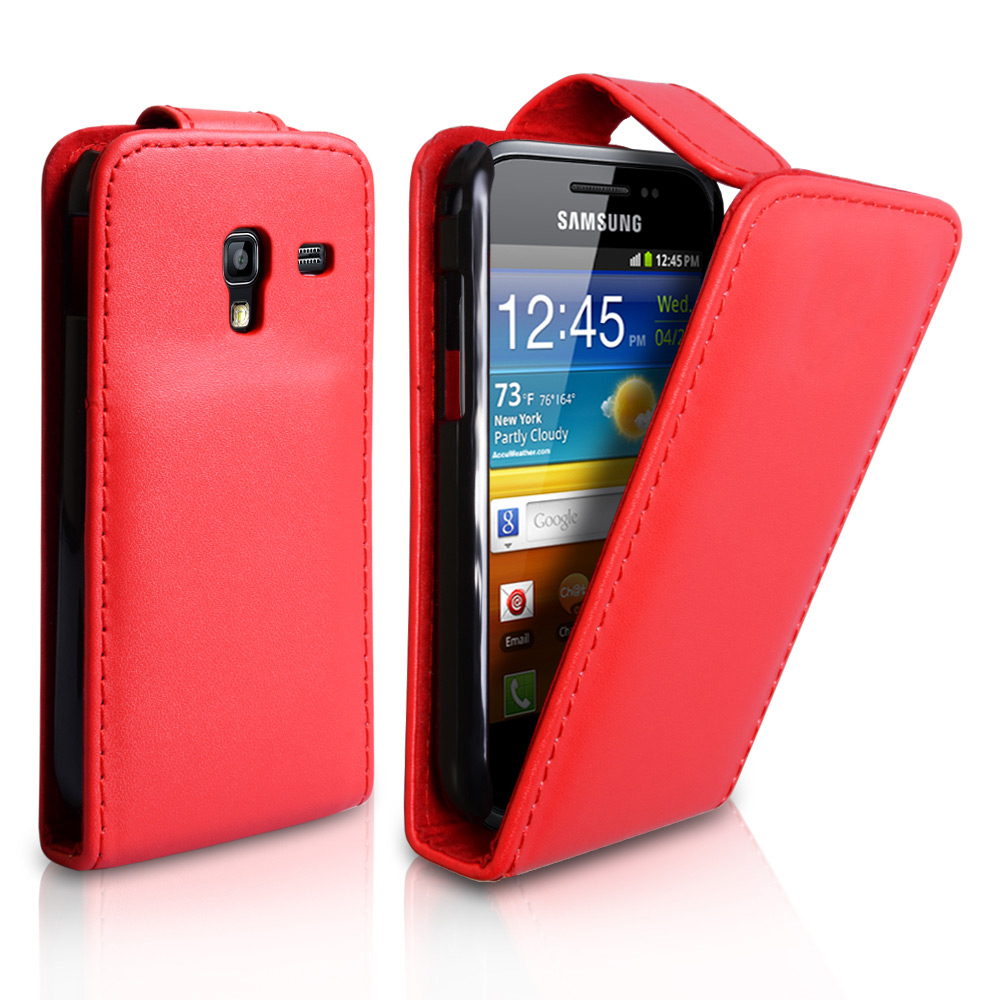 YouSave Accessories Samsung Galaxy Ace Plus Leather-Effect Flip Case - Red