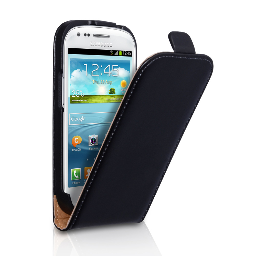YouSave Accessories Samsung Galaxy S3 Mini Black Real Leather Flip Case