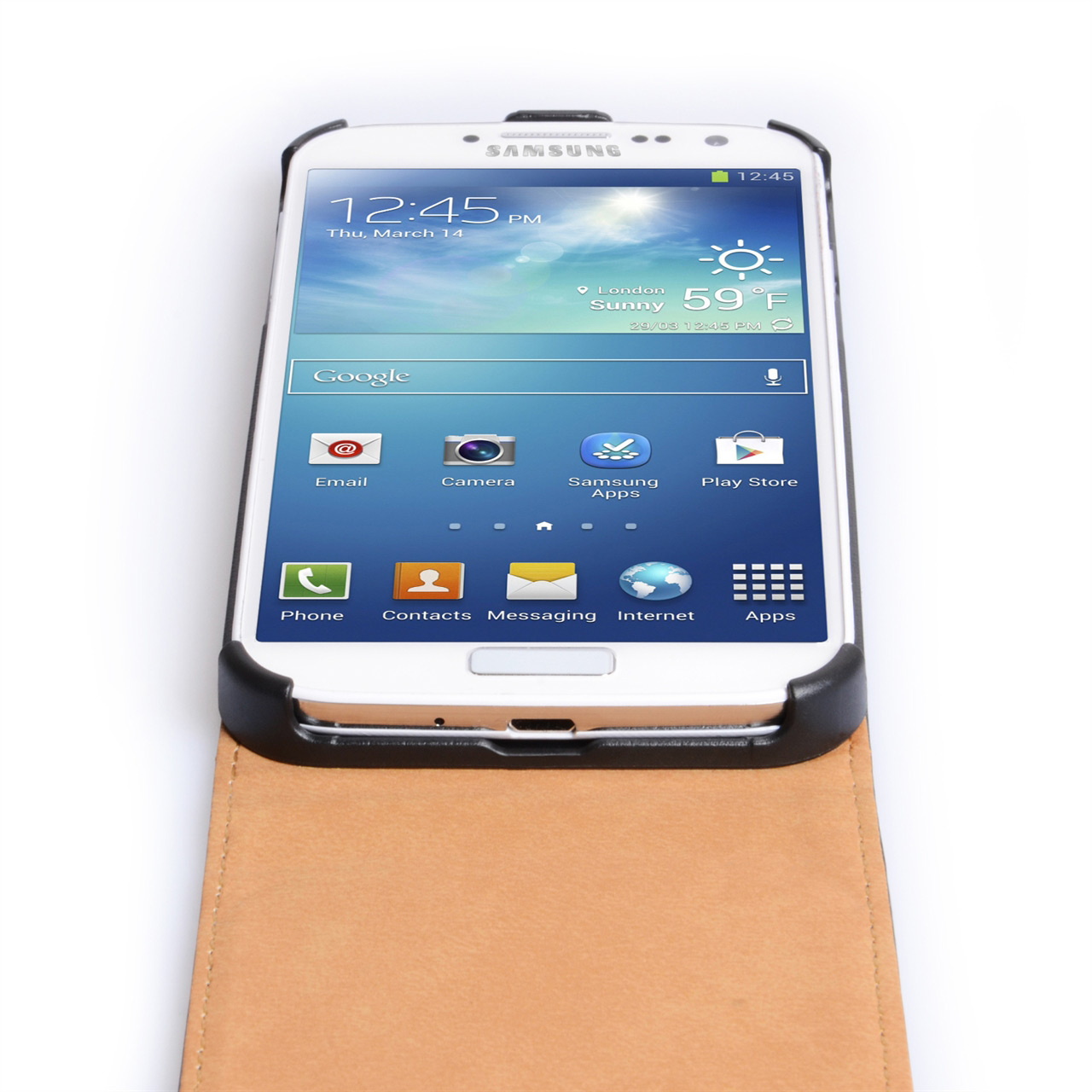 Caseflex Samsung Galaxy S4 Real Leather Black Flip Case 