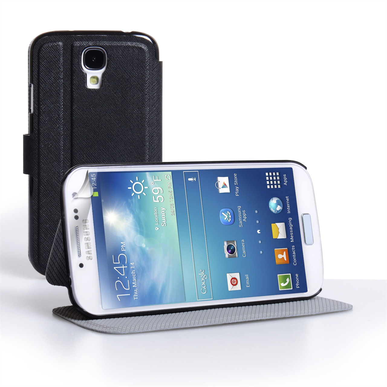 YouSave Samsung Galaxy S4 Leather Effect Wallet Stand Case - Black