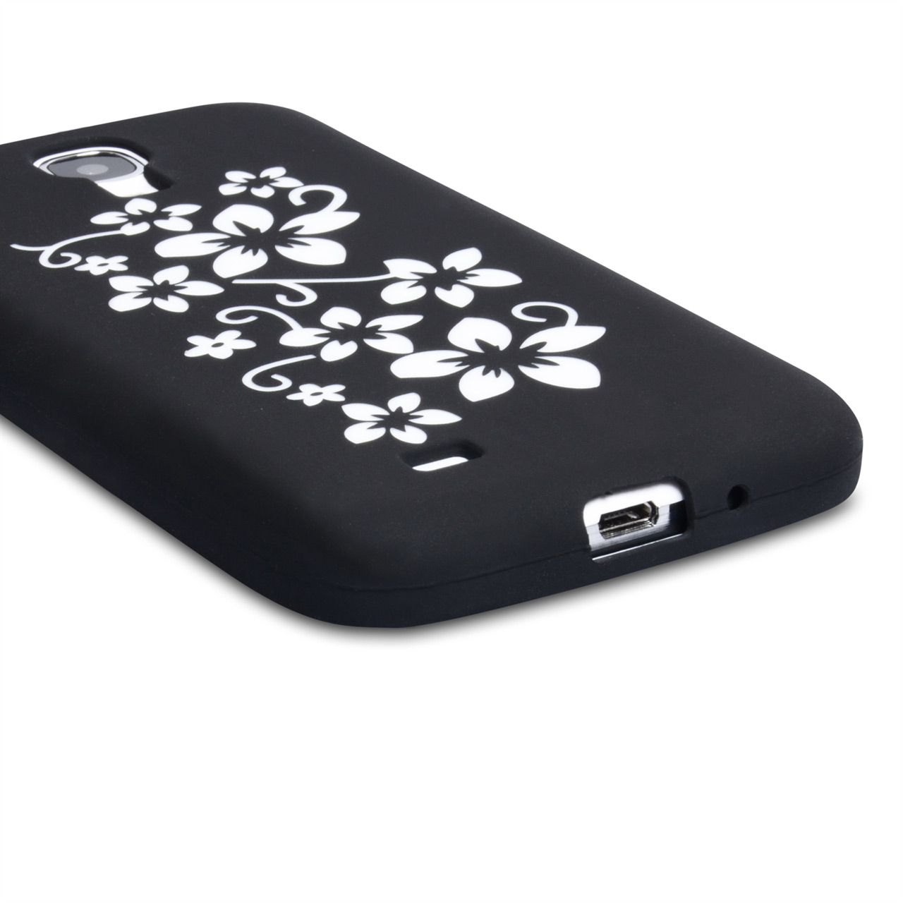 YouSave Accessories Samsung Galaxy S4 Floral Silicone Gel Case - Black