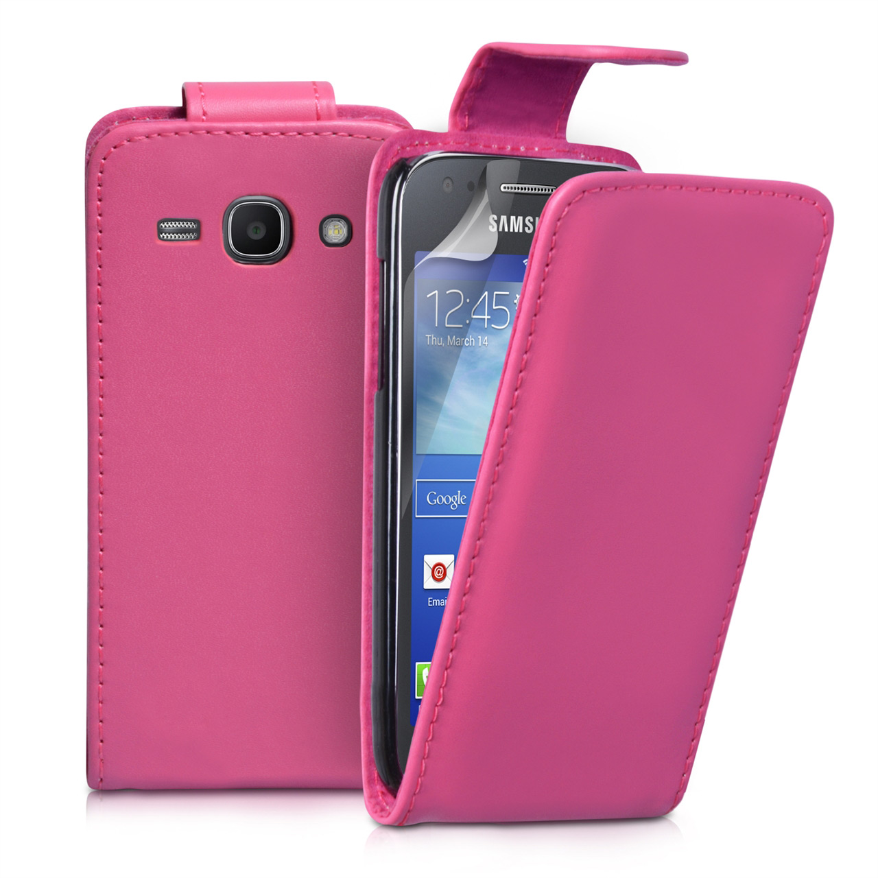 YouSave Samsung Galaxy Ace 3 Leather-Effect Flip Case - Hot Pink