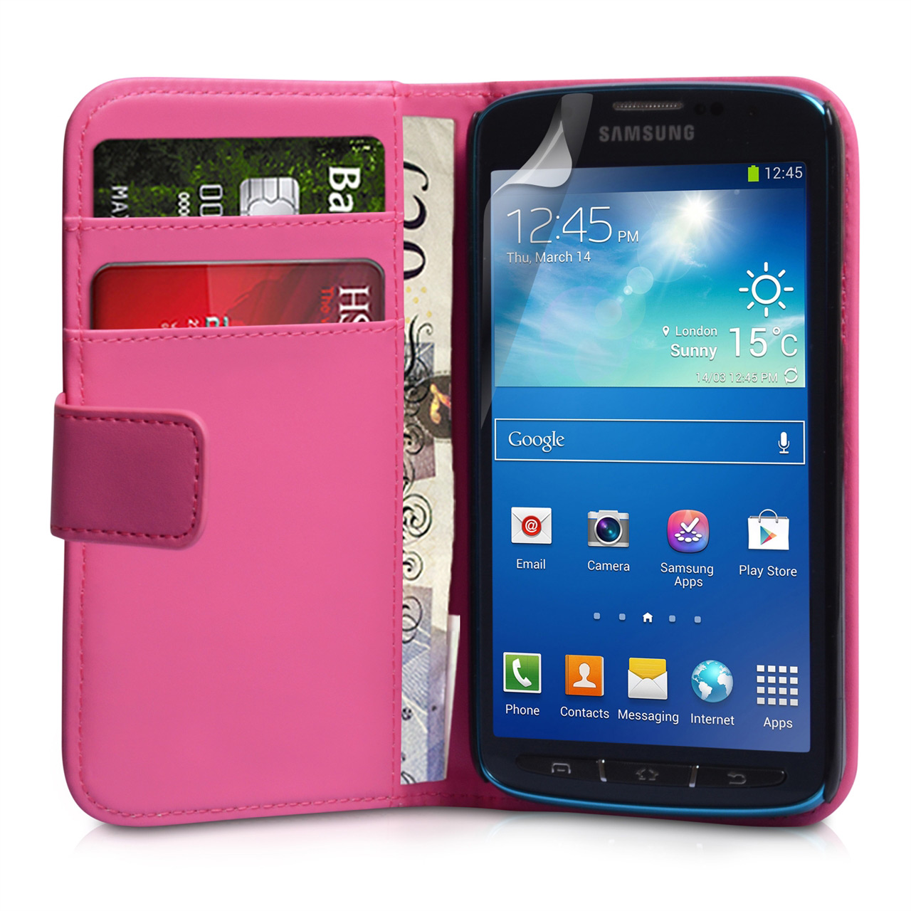YouSave Samsung Galaxy S4 Active Leather Effect Wallet - Hot Pink