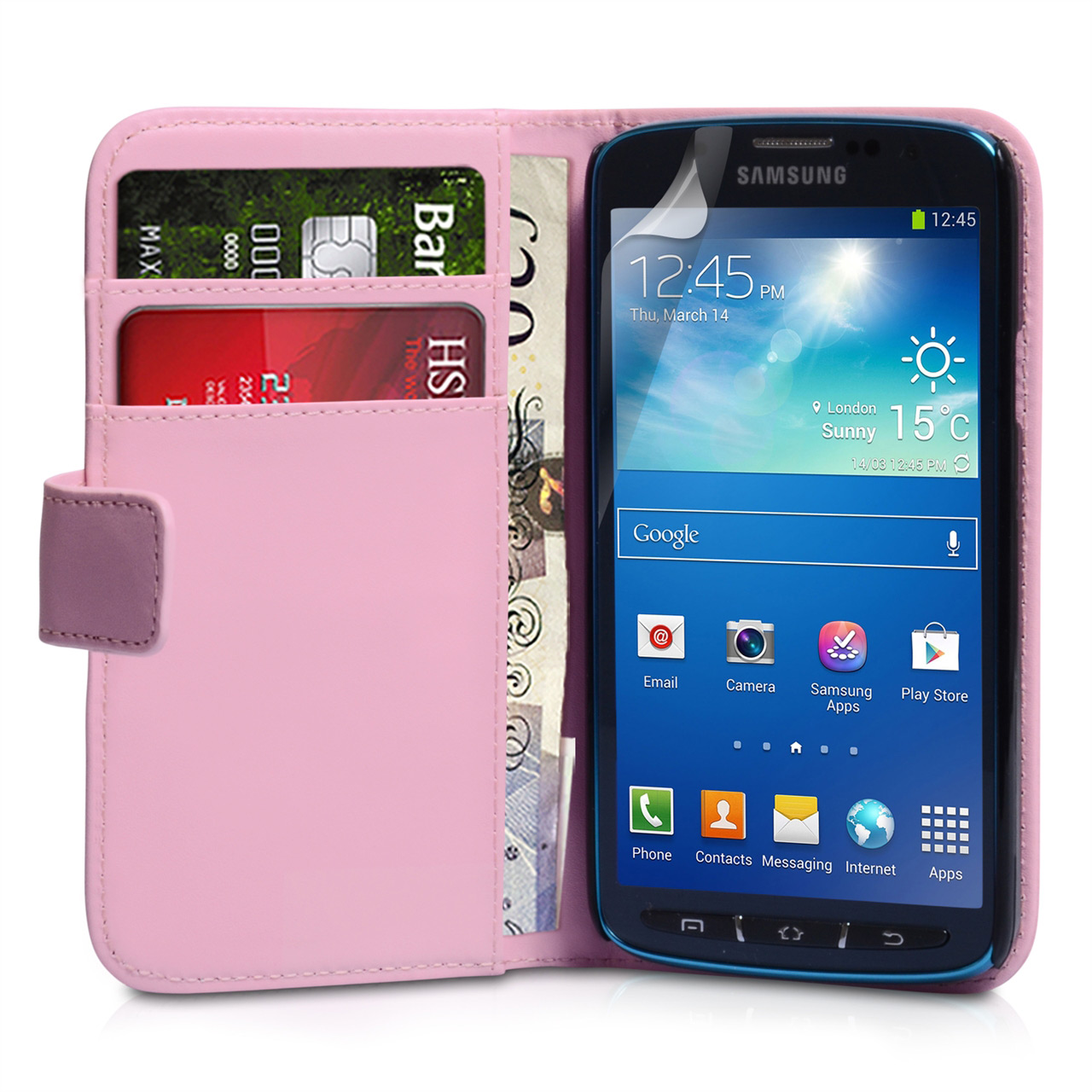 YouSave Samsung Galaxy S4 Active Leather Effect Wallet Case Baby Pink