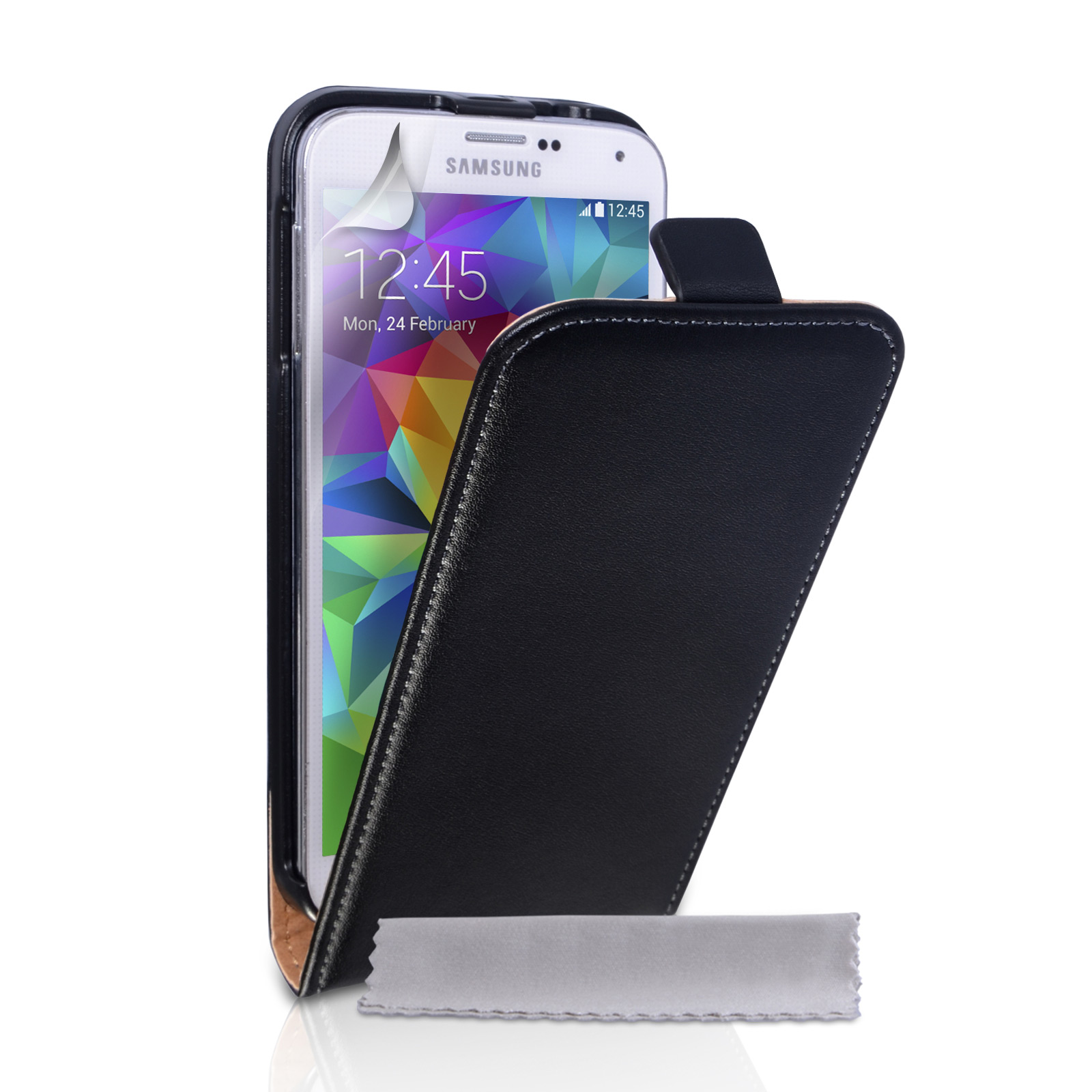 Caseflex Samsung Galaxy S5 Real Leather Flip Case - Black
