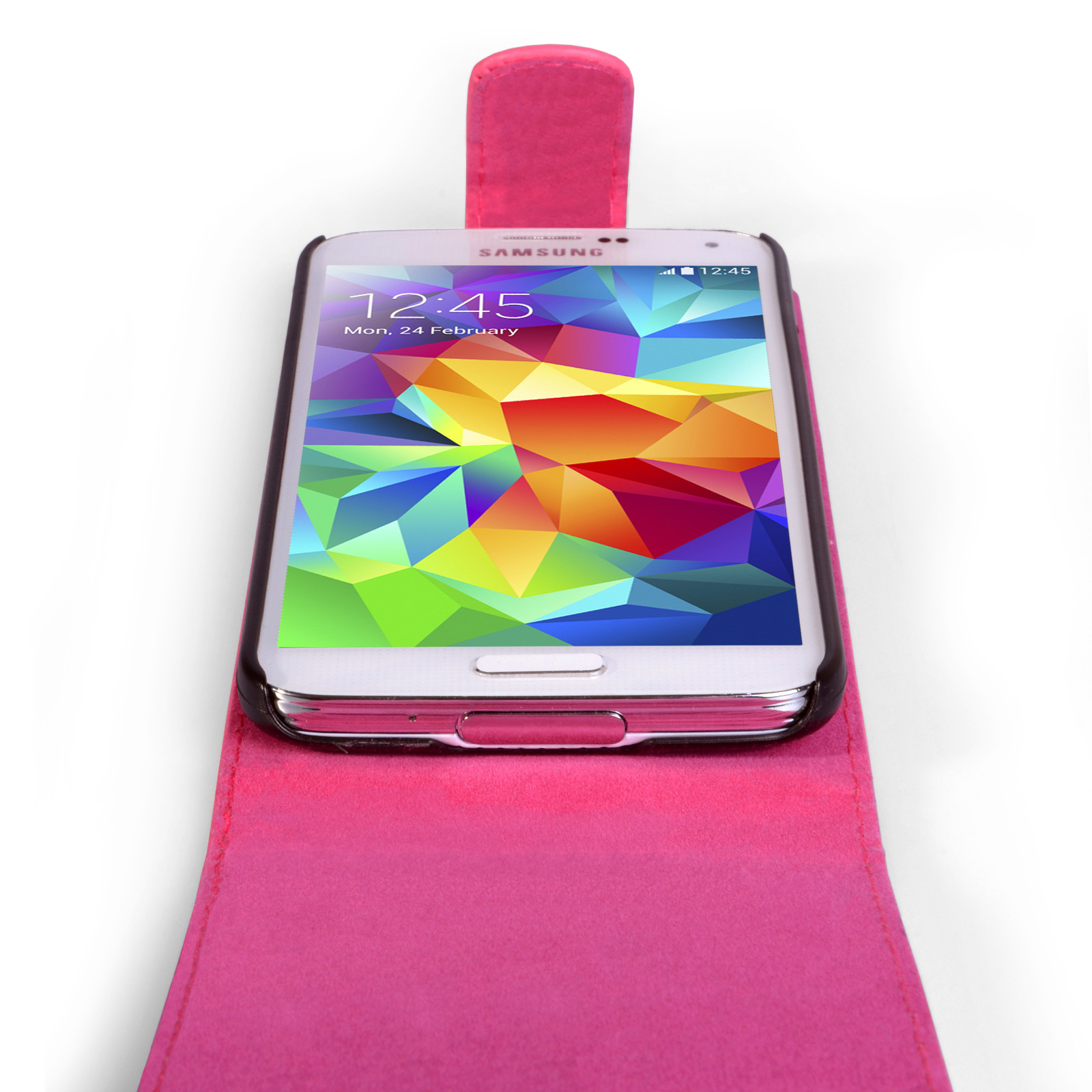 YouSave Samsung Galaxy S5 Leather-Effect Flip Case - Hot Pink