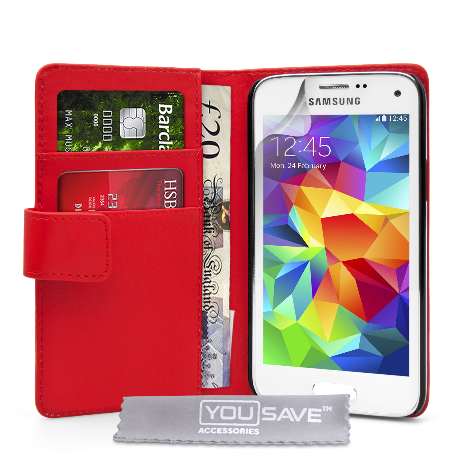 YouSave Samsung Galaxy S5 Mini Leather-Effect Wallet Case - Red