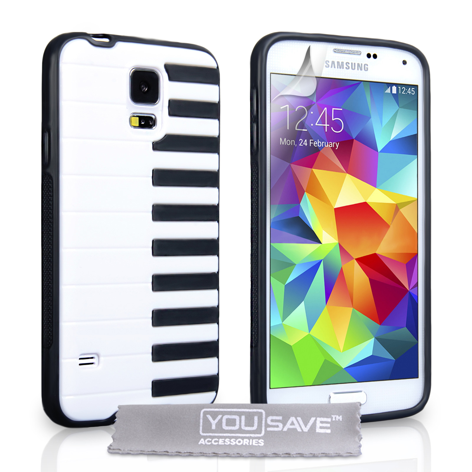 YouSave Accessories Samsung Galaxy S5 Piano Gel Case - Black