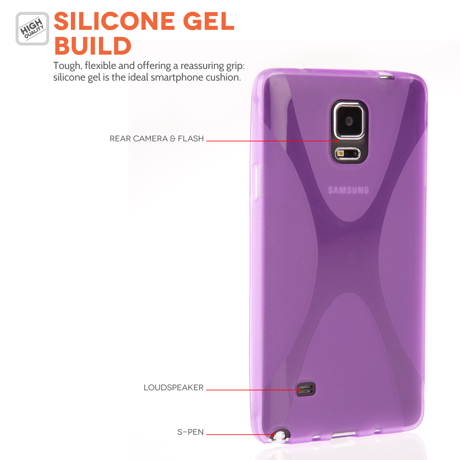 YouSave Samsung Galaxy Note 4 Silicone Gel X-Line Case - Purple
