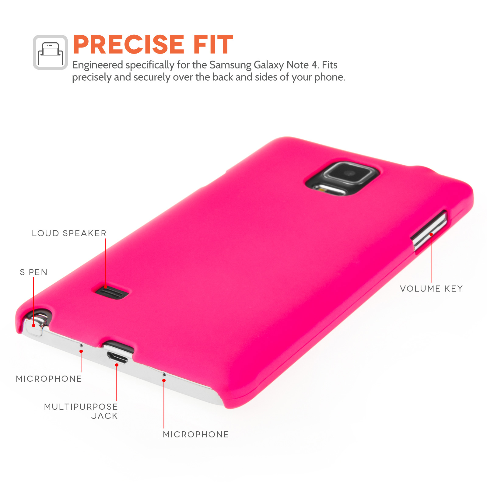 YouSave Accessories Samsung Galaxy Note 4 Hard Hybrid Case - Hot Pink