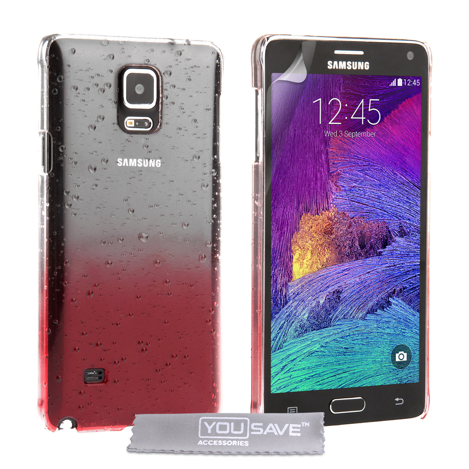 YouSave Samsung Galaxy Note 4 Raindrop Hard Case - Red-Clear