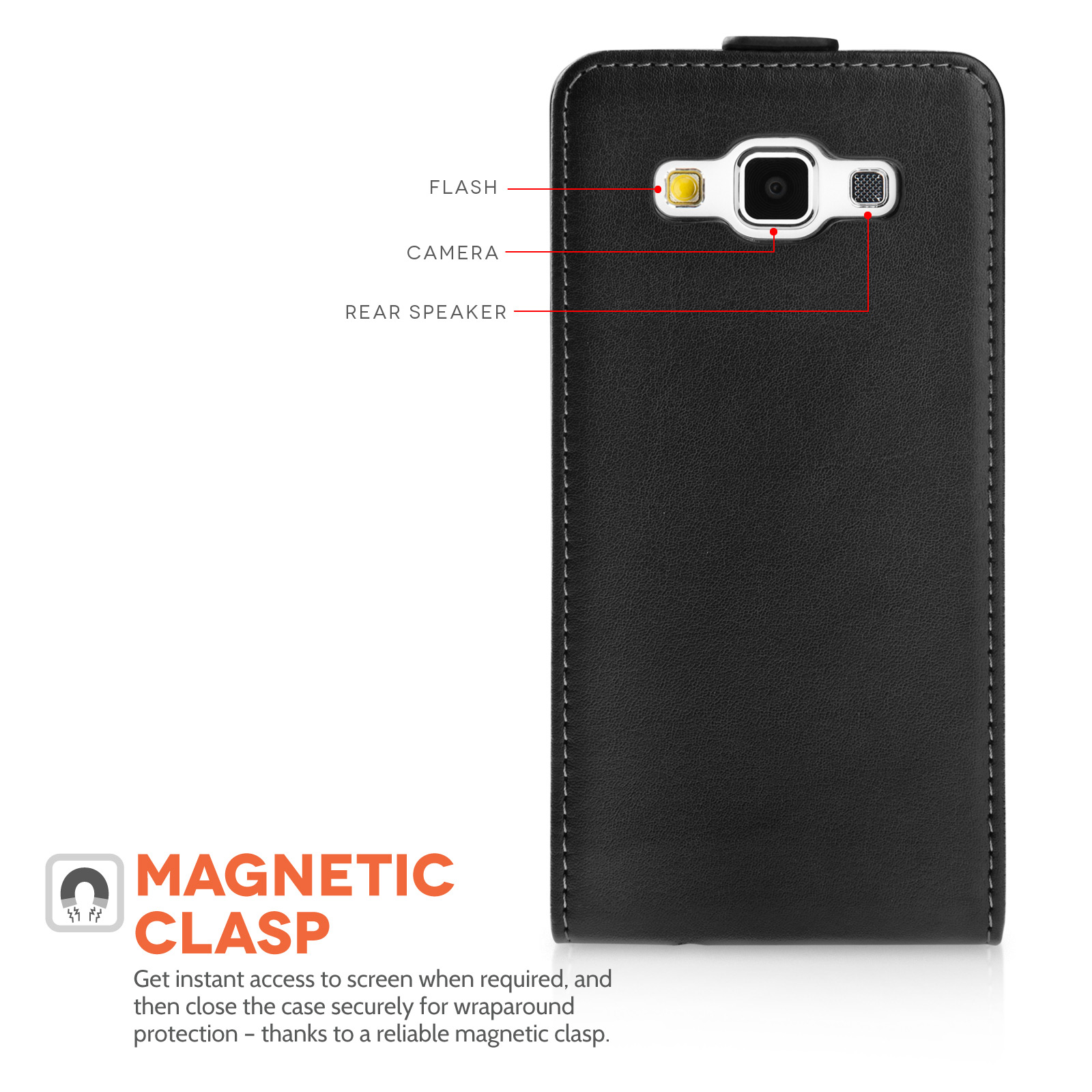 Caseflex Samsung Galaxy A5 Real Leather Flip Case - Black