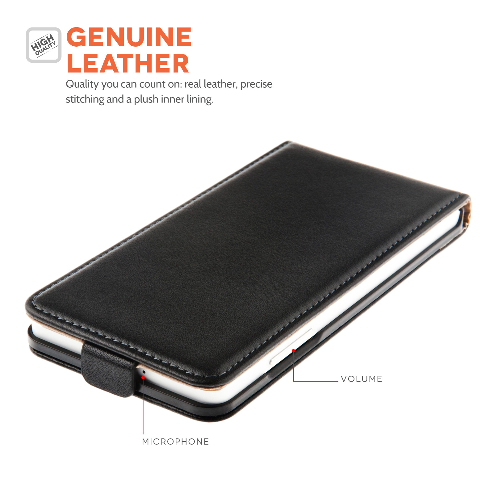 Caseflex Samsung Galaxy A5 Real Leather Flip Case - Black