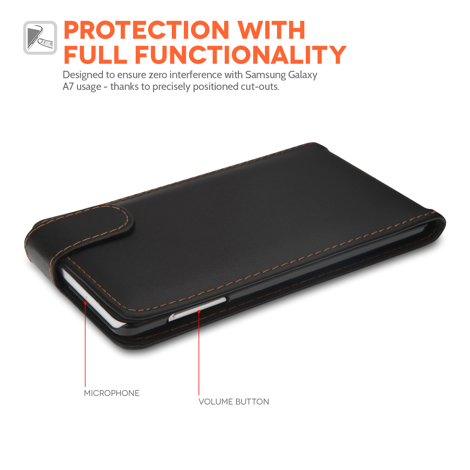 YouSave Samsung Galaxy A7 Leather-Effect Flip Case - Black