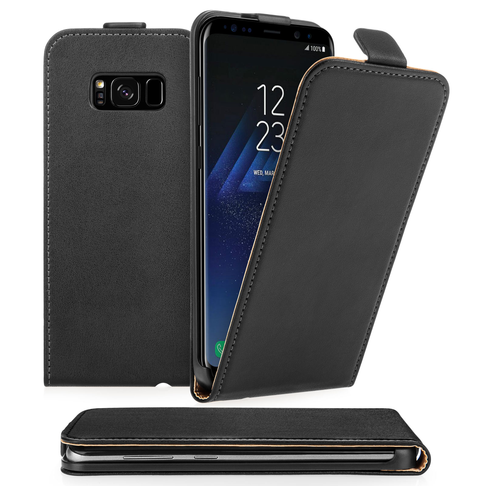 Caseflex Samsung Galaxy S8 Real Leather Flip Case Black At Mobile Madhouse Mobile Phone