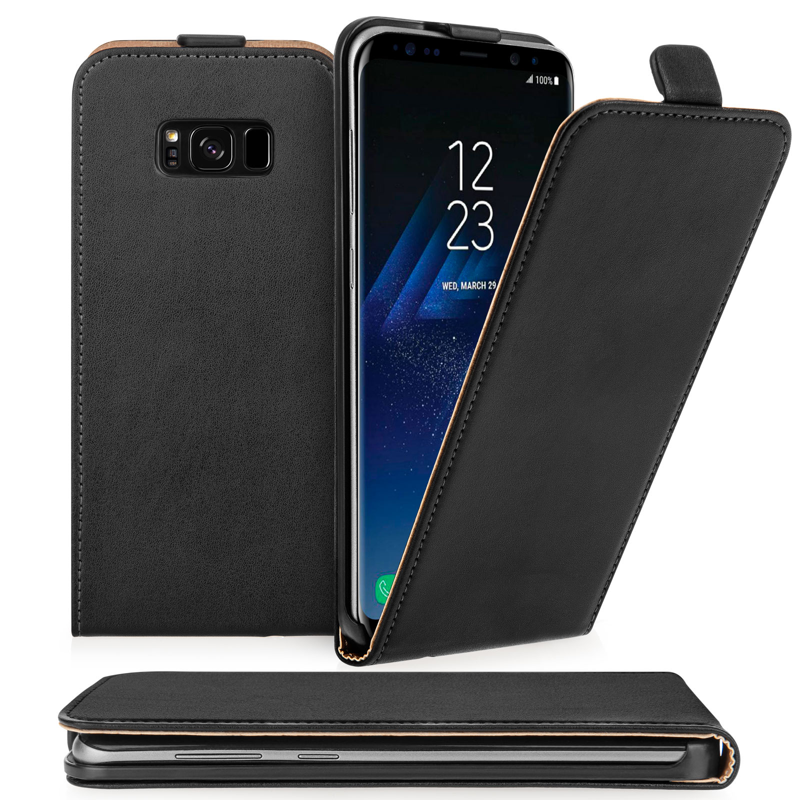Caseflex Samsung Galaxy S8 Plus Real Leather Flip Case Black At Mobile Madhouse Mobile Phone