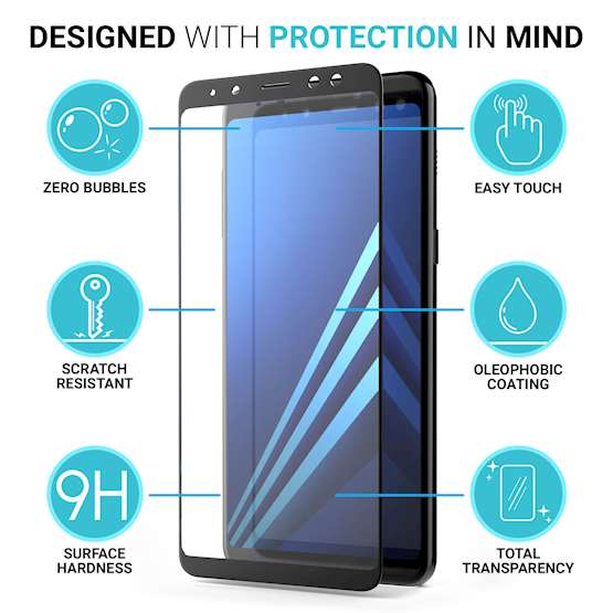 Samsung Galaxy A8 (2018) Glass Screen Protector - Black Edge