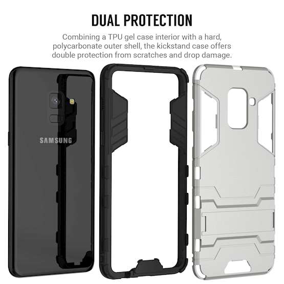 Caseflex Samsung Galaxy A8 (2018) Armour Kickstand Case - Silver 