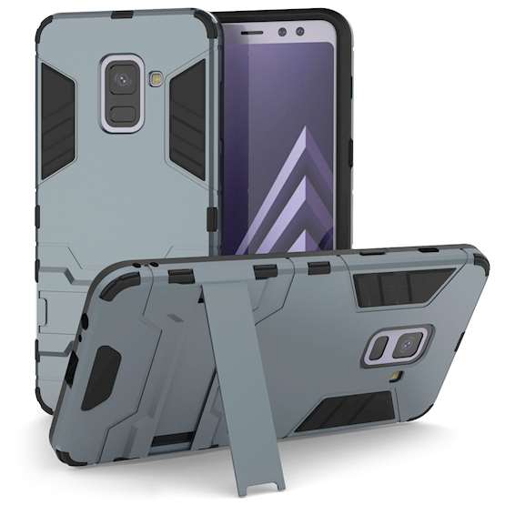 Caseflex Samsung Galaxy A8 Plus (2018) Armour Kickstand Case - Steel Blue 