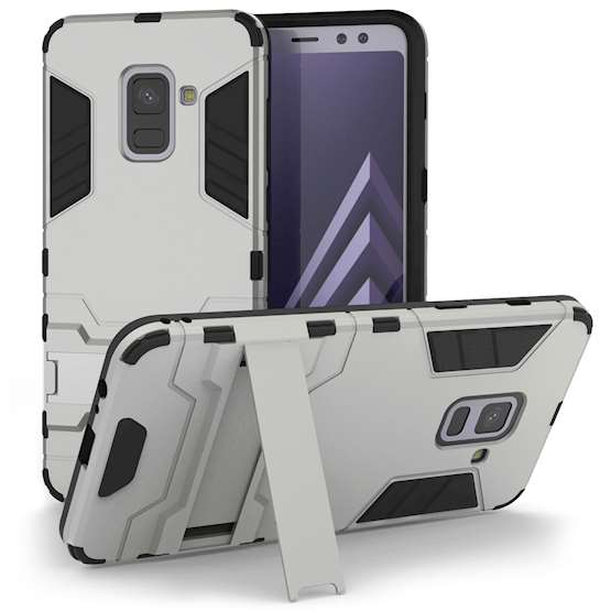Caseflex Samsung Galaxy A8 Plus (2018) Armour Kickstand Case - Silver