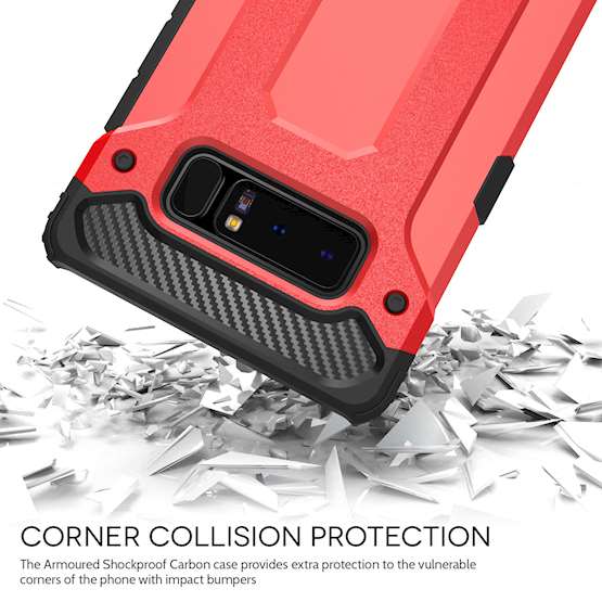 Caseflex Samsung Galaxy Note 8 Armoured Shockproof Carbon Case - Red