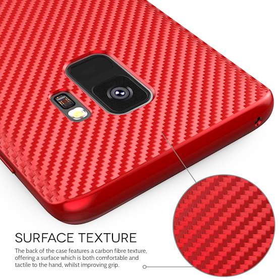 Caseflex Samsung Galaxy S9 Ultra Thin Slim Carbon Fibre TPU With Stand - Red