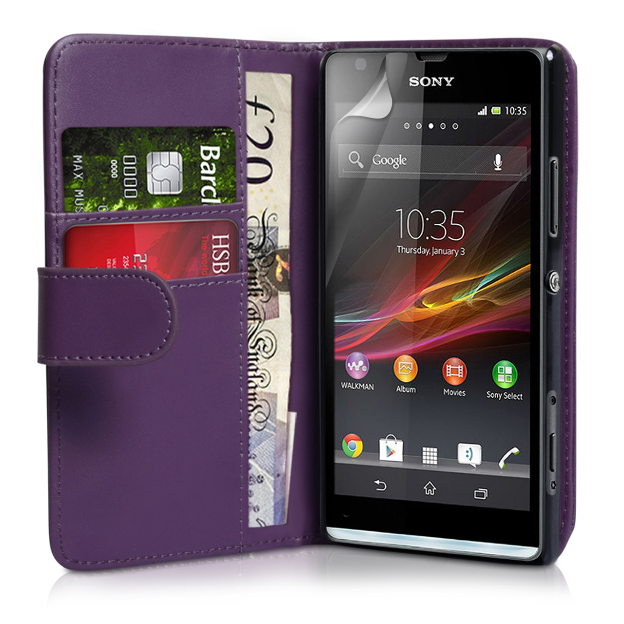 YouSave Accessories Sony Xperia SP Leather-Effect Wallet Case - Purple