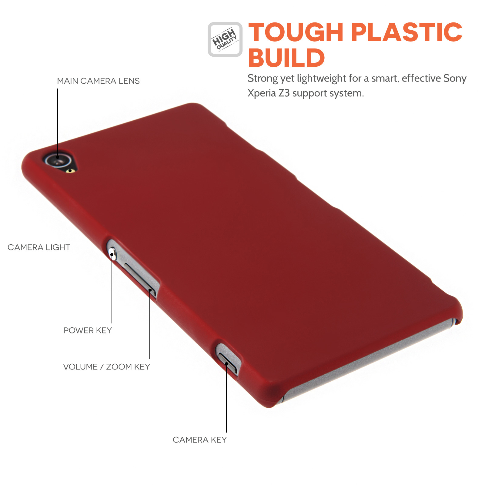 YouSave Accessories Sony Xperia Z3 Hard Hybrid Case - Red