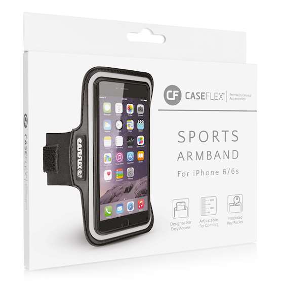 Caseflex iPhone 6 and 6s Armband - Black (Retail Box)